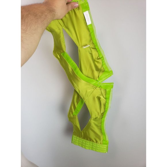 Meshki Vegan Leather Cut Out Strapless Crop Top Green Size X-Small - Picture 8 of 9